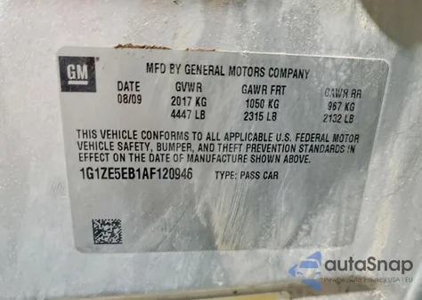 2010 Chevrolet Malibu Ltz z USA, uszkodzony, nr VIN 1G1ZE5EB1AF120946